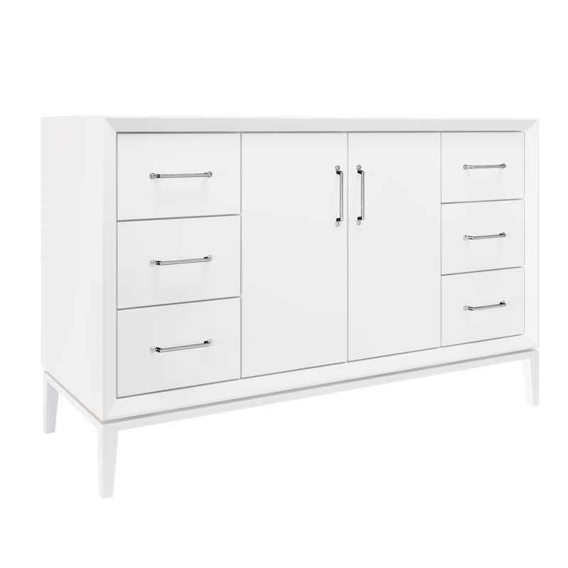Alexandra Single Extra Wide Bath Vanity, Pure White, Polished Chrome, 54"
