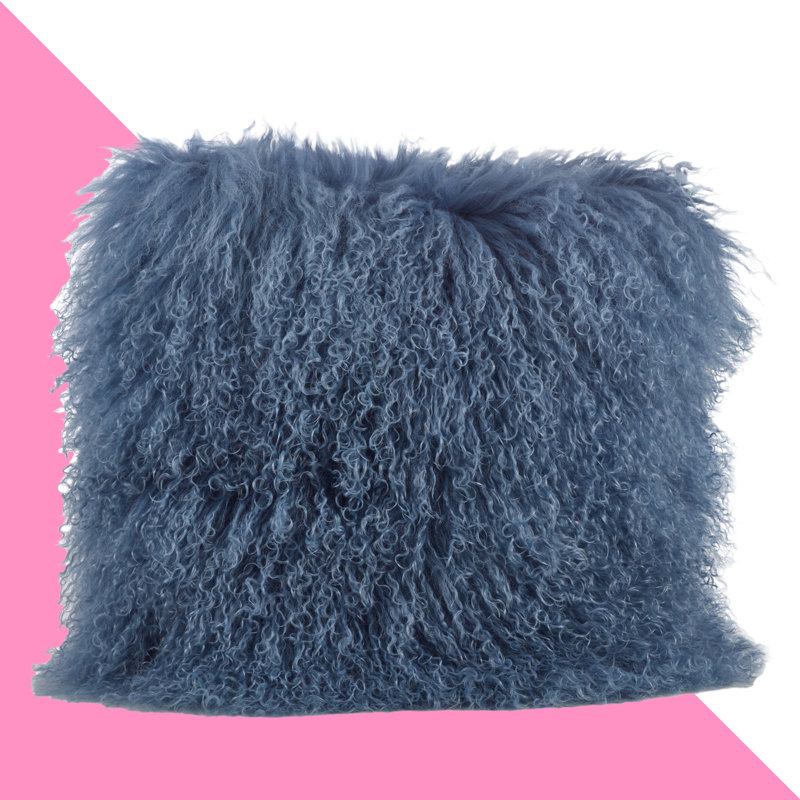 Iyana Lamb Wool Square Cover & Insert, Bluish Grey, Square 20"