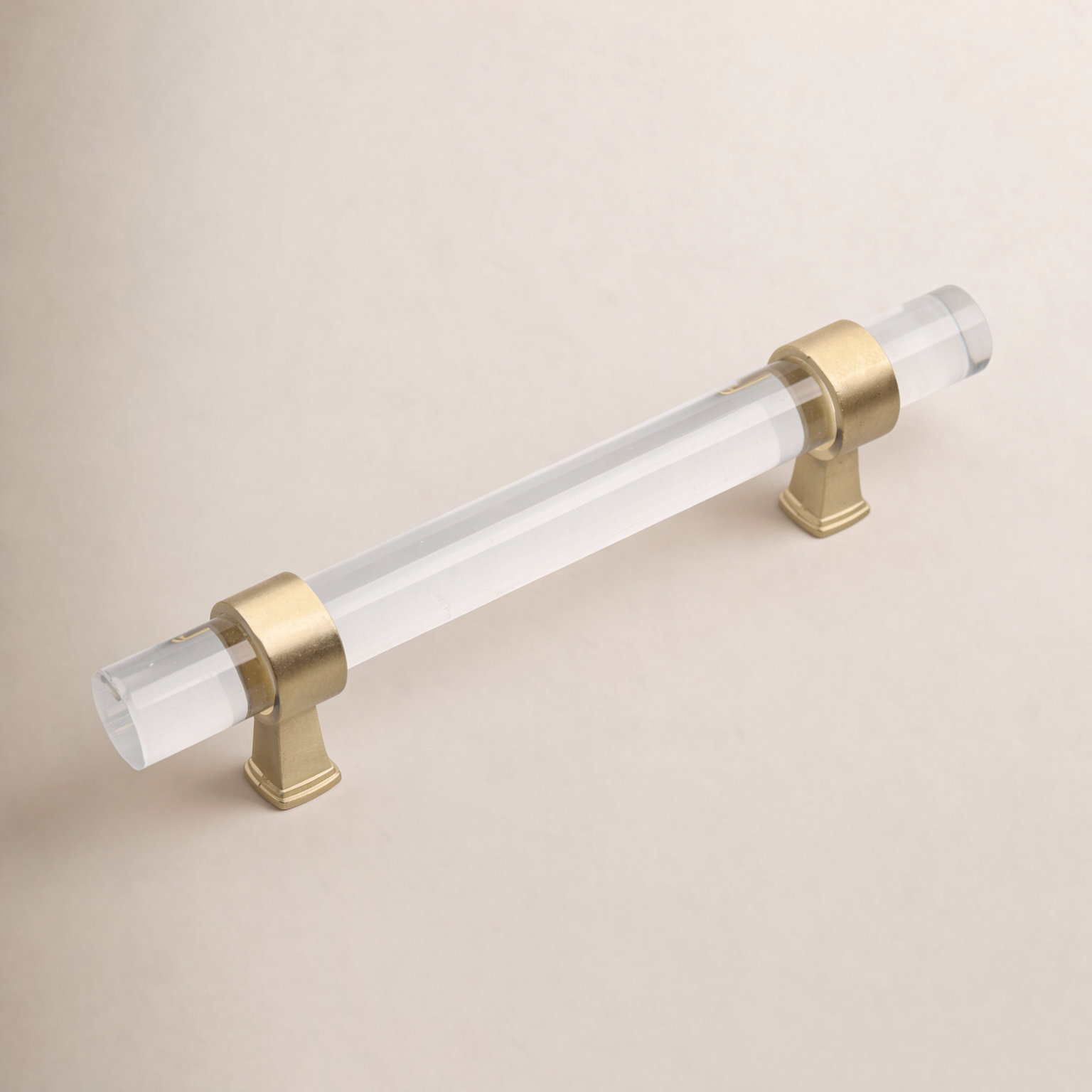 Acrylic Center Bar Cabinet Pull, Satin Gold, 3.75"