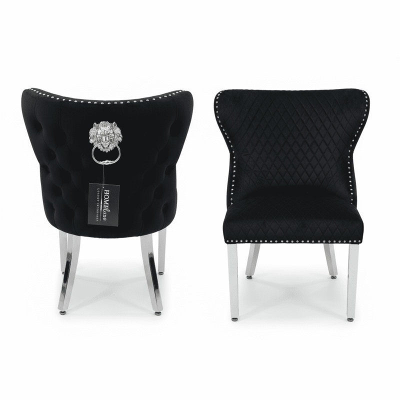 Velvet Upholstered Side Chair, Black