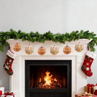 Ornement de 6 boules de Noël, boules de Noël géantes en pain d'épice de 8 cm / 3,14 po, décorations suspendues pour arbre de Noël pour la maison