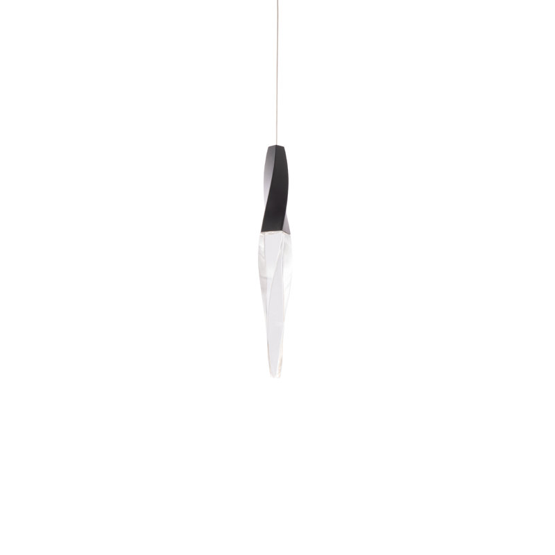 Kindjal 1 - Light LED Unique/Statement Pendant, 14" H x 2.1" W x 2.1", Black