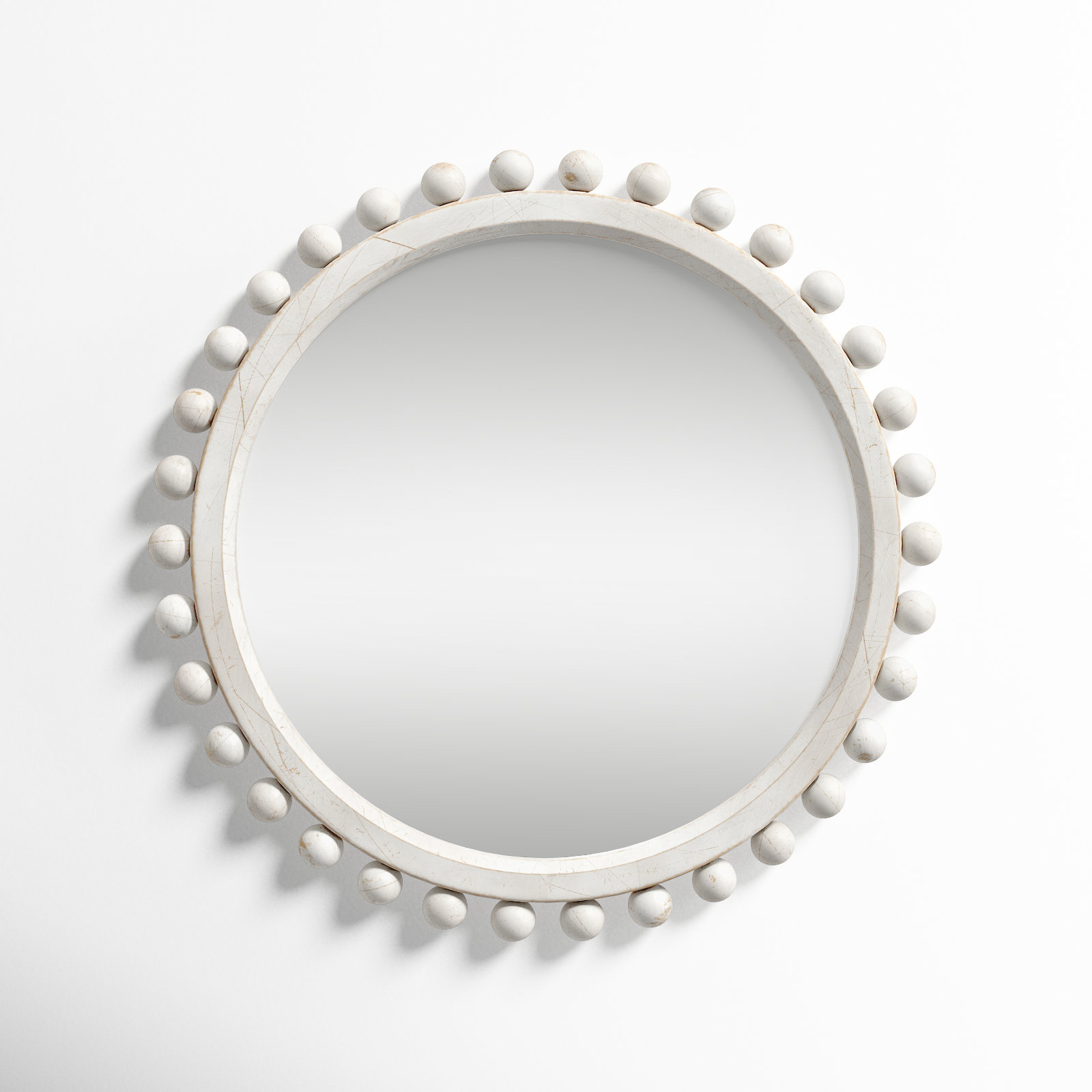 Augustine 35" Accent Mirror, White Washed Wood