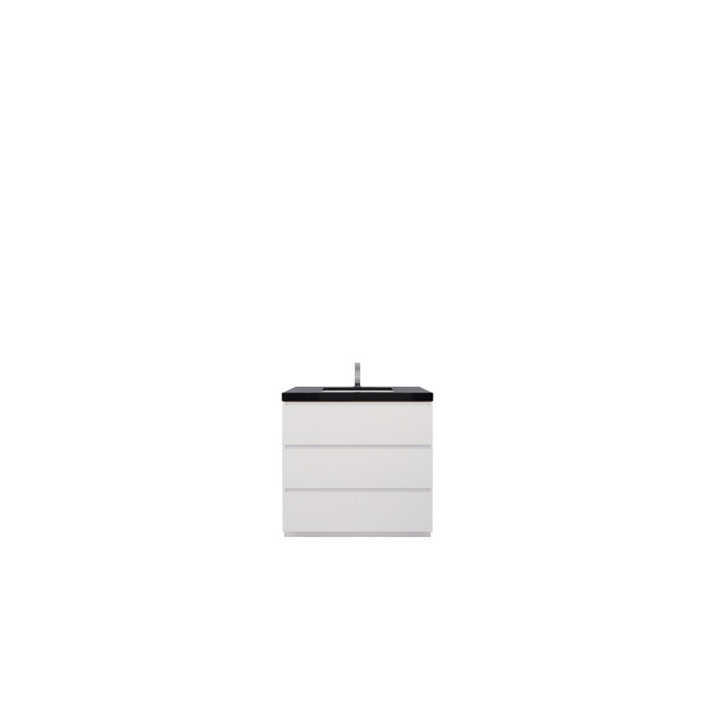 Santrice 35.5'' Single Bathroom Vanity with Acrylic Top, Hight Gloss White
