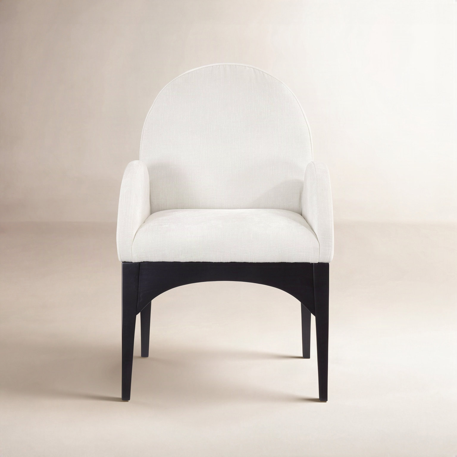 Waldorf Dining Armchair, Cream Chenille, Black