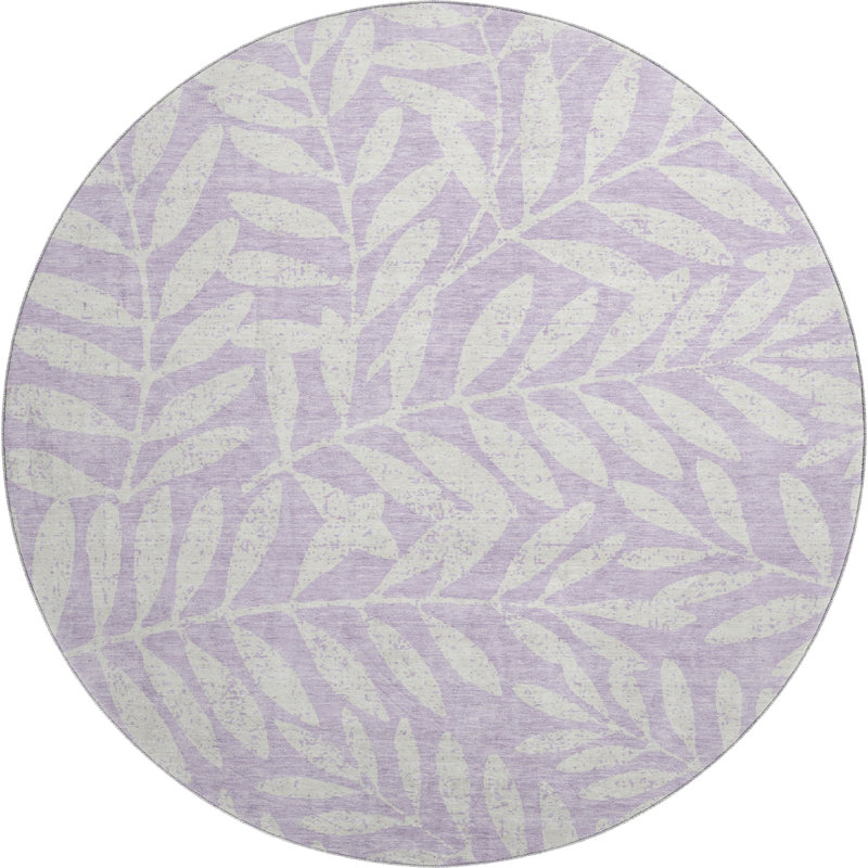 Premium Machine Washable Prisco Lavender Rug, Round 8'