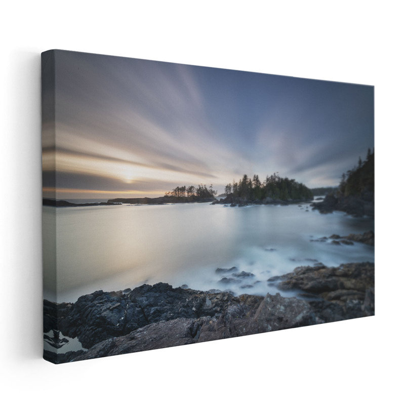 Coucher de soleil sur l'île de Vancouver - reproduction d'art sur toile, H 12 po x l 18 po