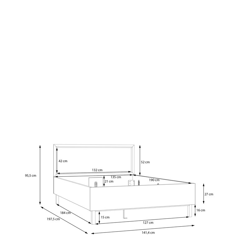 Romessa Bed, 141 x 197 cm 
