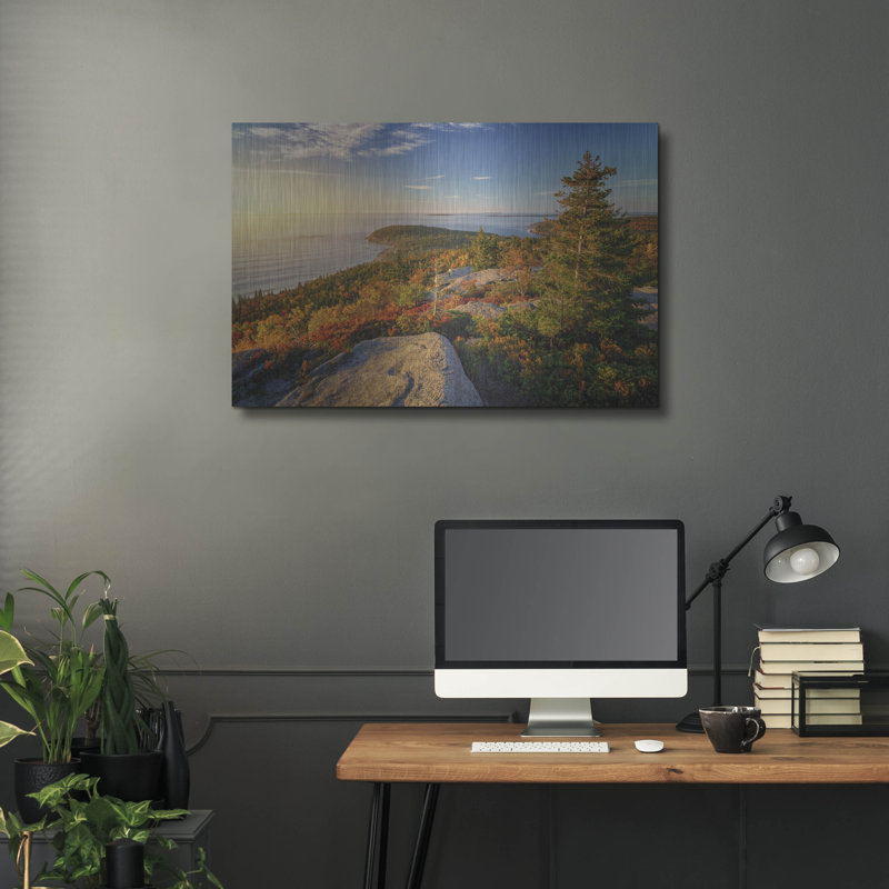 Highland Dunes «Autumn Morning On Gorham Mountain» par Rick Berk, mur en métal, H 24 po x l 36 po