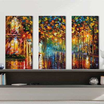 " Late Stroll " by Leonid Afremov 3 - Pieces Painting Print