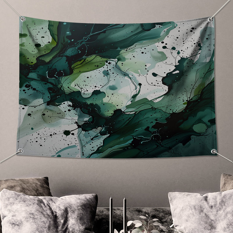 Tapisserie murale abstraite - art mural, 104in H x88 with 4 Grommets