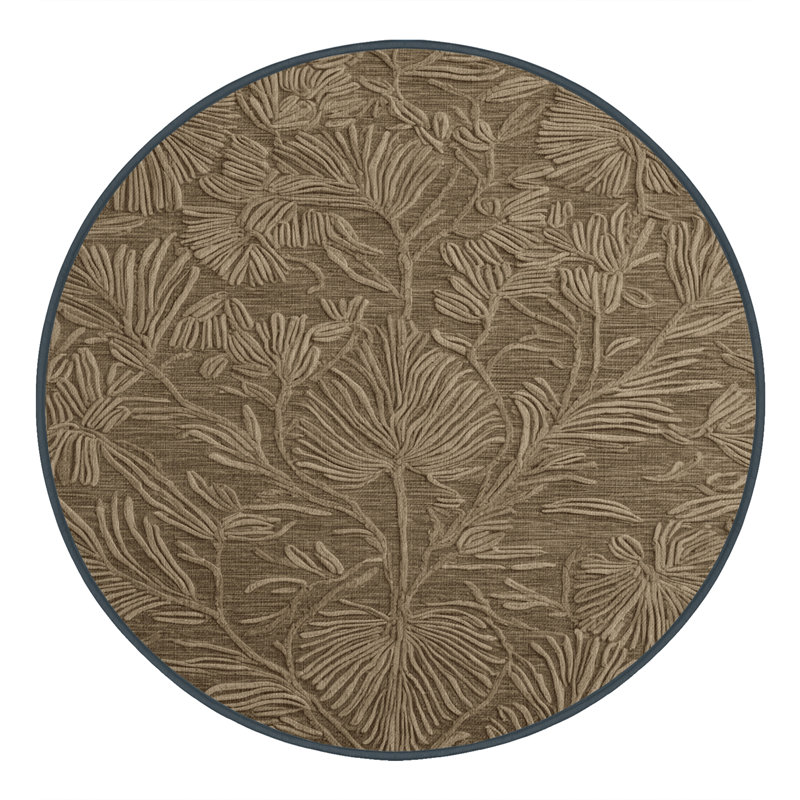 Machine Washable Nature Brown Area Rug, Round 3'