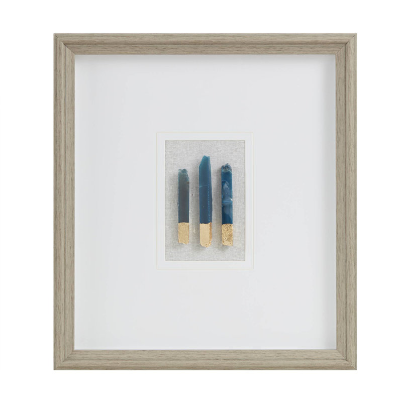 Blue Natural Agate Stones in Grey Shadow Box Frame