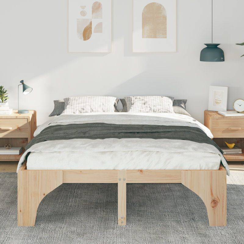 Solid Wood Bed, Natural, Kingsize (5')