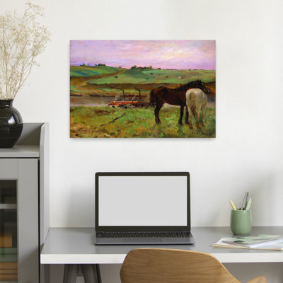 Chevaux dans un pré, 1871, cheval rustique moderne classique, impression d'art mural nature