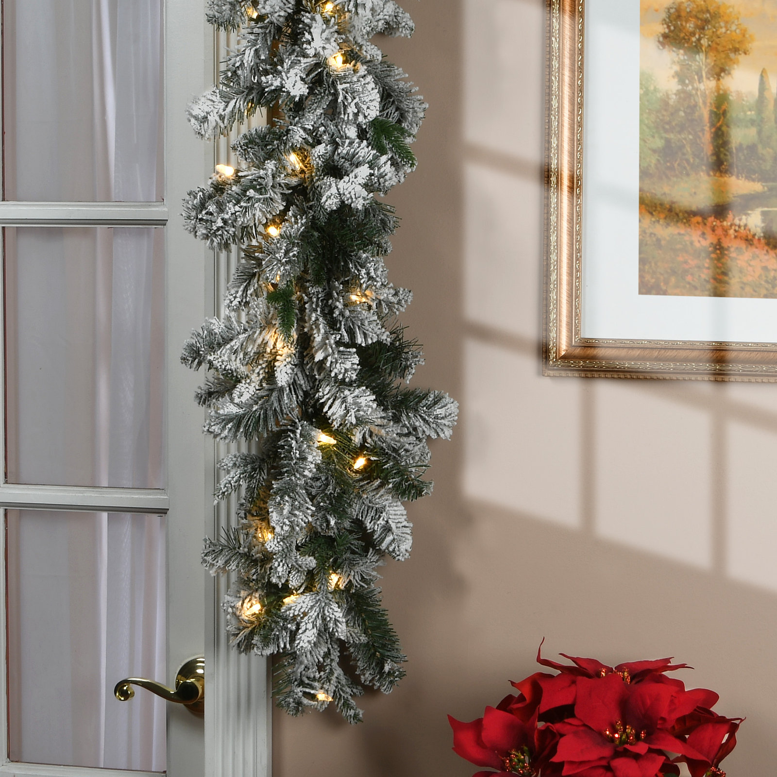 108" Frosted Pre-Lit Fir Christmas Garland