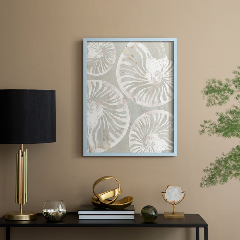 Nautilus Shell Collection, reproduction encadrée - bois massif, H 11 po x l 9 po, Bleu