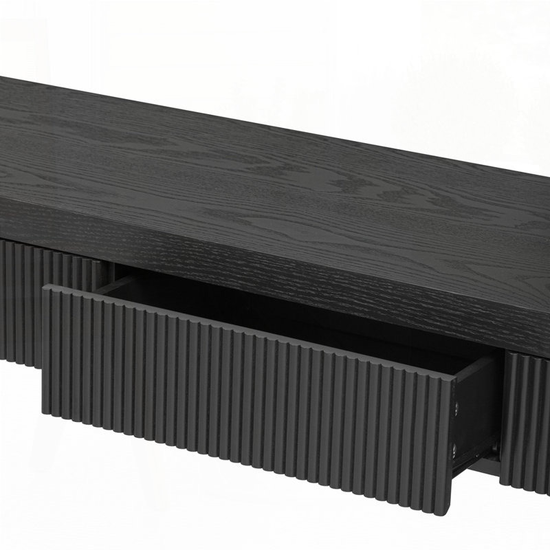 Console rustique avec 3 tiroirs cannelés, Noir