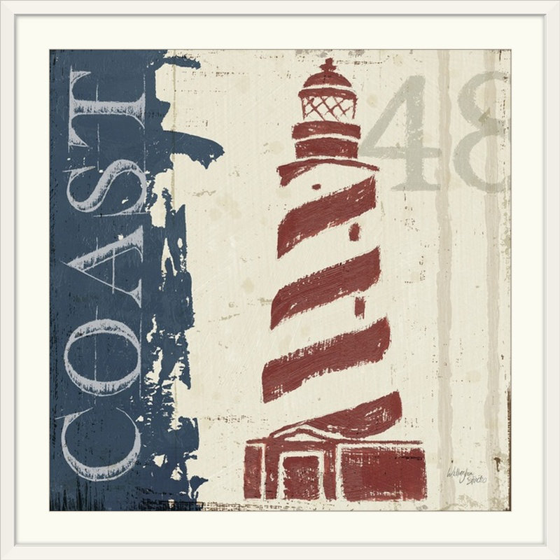 «Nautical V», impression, Cadre blanc, H 28 x l 28 po x P 1 po