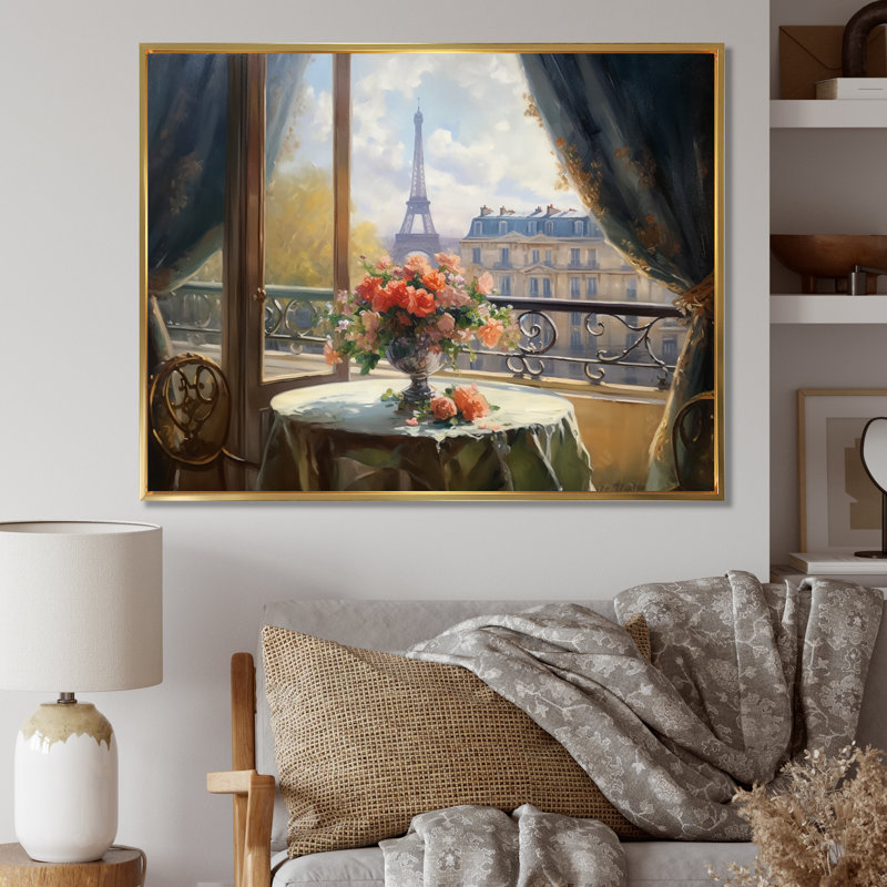 Belle tour Eiffel à Paris I - reproduction, 30" H x 40" W, Black Picture Framed