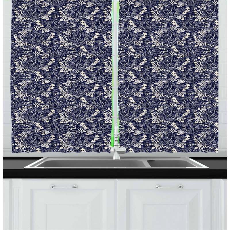Floral Tailored Kitchen Curtain