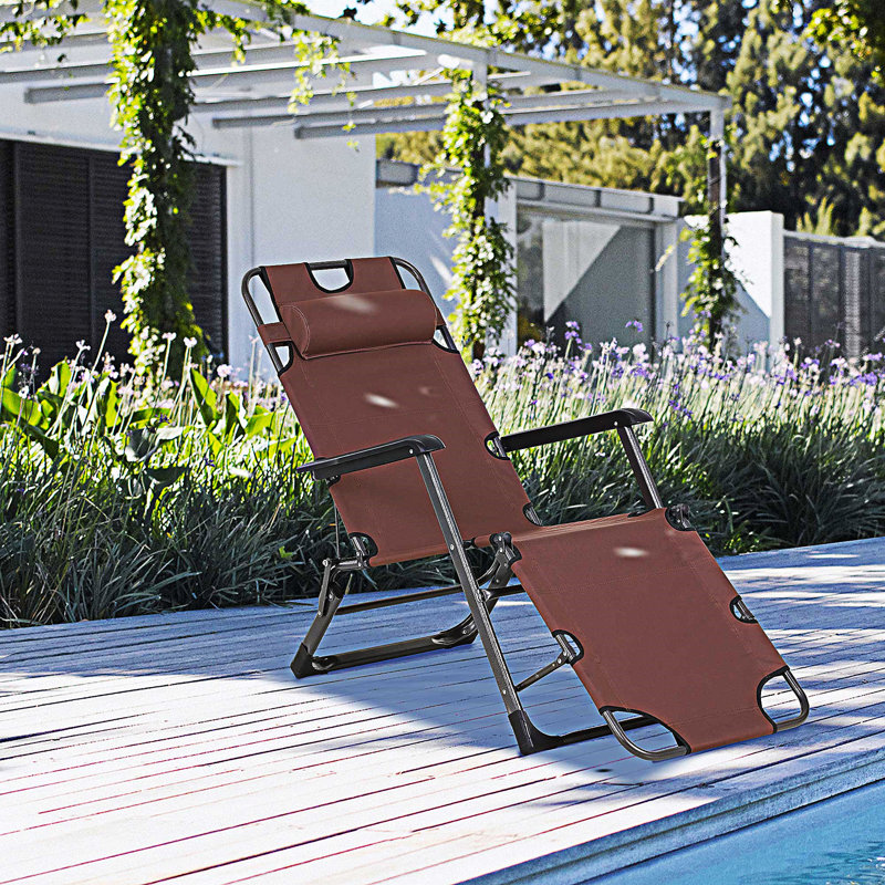 Folding Chaise Lounge Chair Tanning Chair, Brown