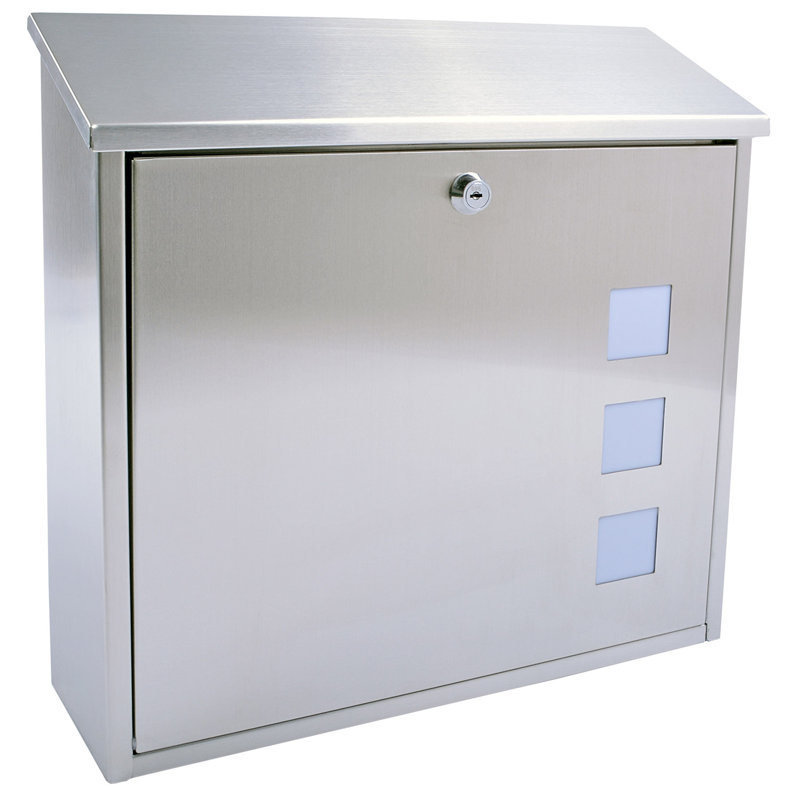Aire Wall Mounted Galvanised Steel Lockable Weatherproof Post Box - 37x36x11cm