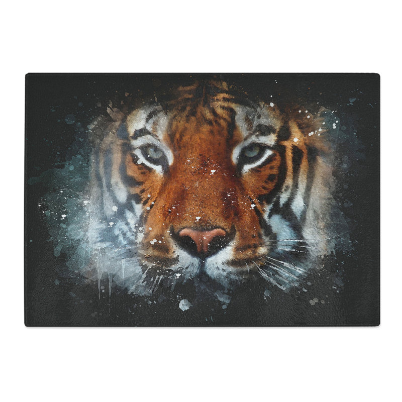 Tempered Glass Tiger Paint Splash Chopping Board, 28.5 cm x 39 cm