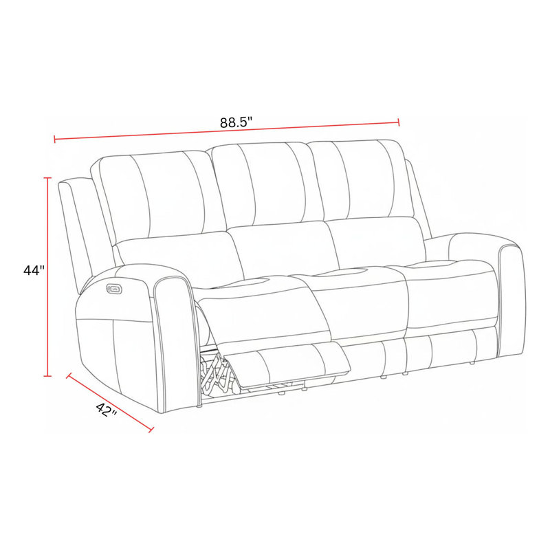 Abarca Zero Gravity Power Reclining Sofa P3, Lyric Caramel