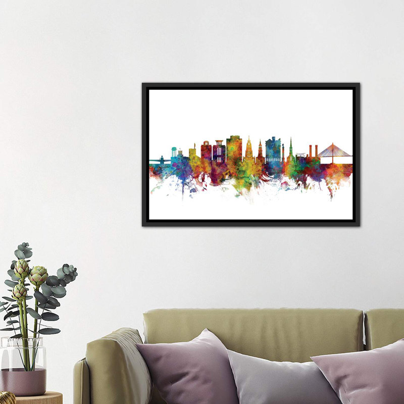 «Charleston, South Carolina Skyline», reproduction sur toile flottante, H 26 po x l 40 po x 1,5 po