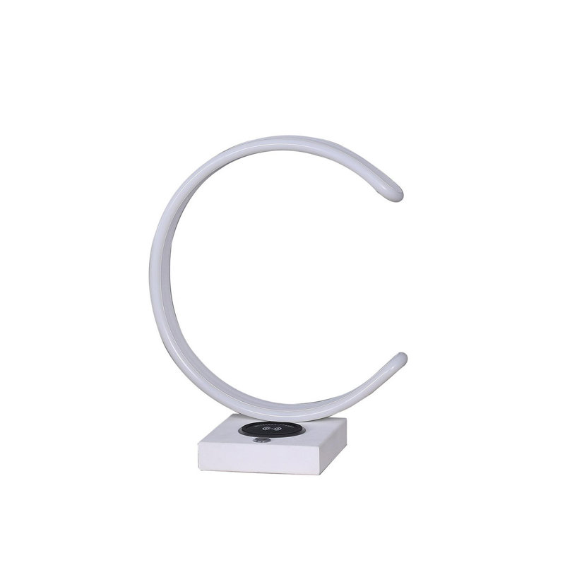 Lampe de table 13,5 "en forme de C avec port USB / chargeur sans fil