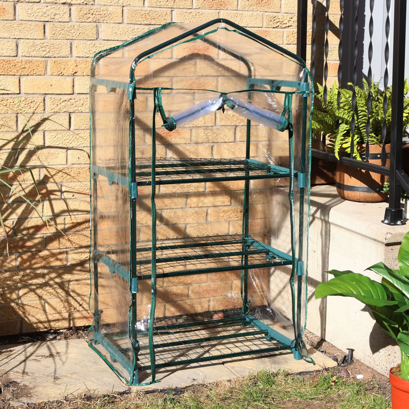 27" W x 19" D Outdoor Portable 3-Tier Growing Rack Greenhouse with Clear Cover