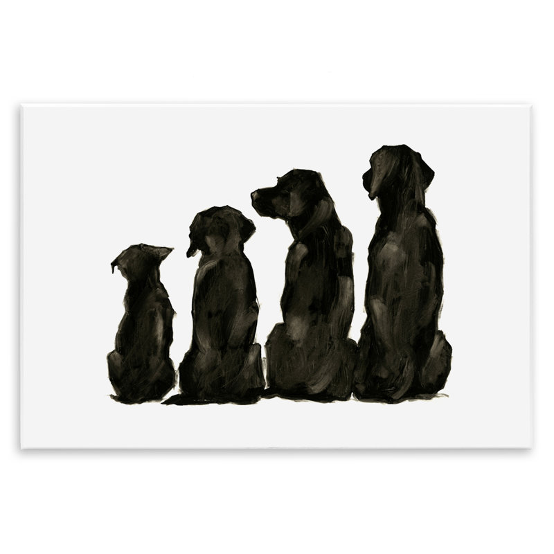 «Family Pet Silhouette Design», petits grands chiens, conception minimaliste par Ethan Harper - Peinture, H 10 po x l 15 po