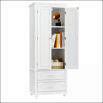 Grande armoire de rangement avec deux tiroirs pour la salle de bain / bureau, imperméable et facile à nettoyer, quincaillerie en métal durable