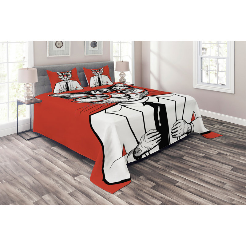 Hipster Polyester Coverlet, King Bedspread + 2 Shams
