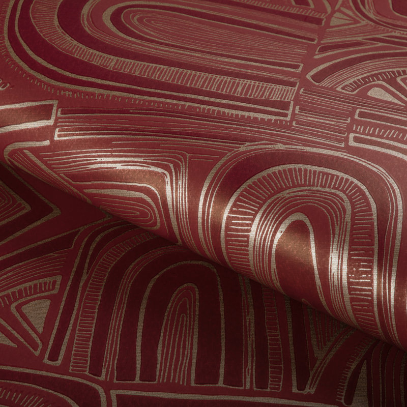 Celeste Timbre Geometric Wood Pulp Blend Pretrimmed Roll, Garnet