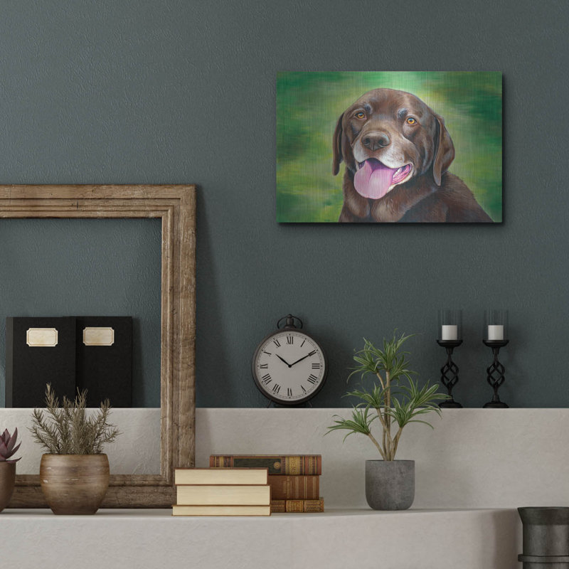«Chocolate Labrador Retriever Dog» par Rebecca Wang Art, H 12 po x l 16 po