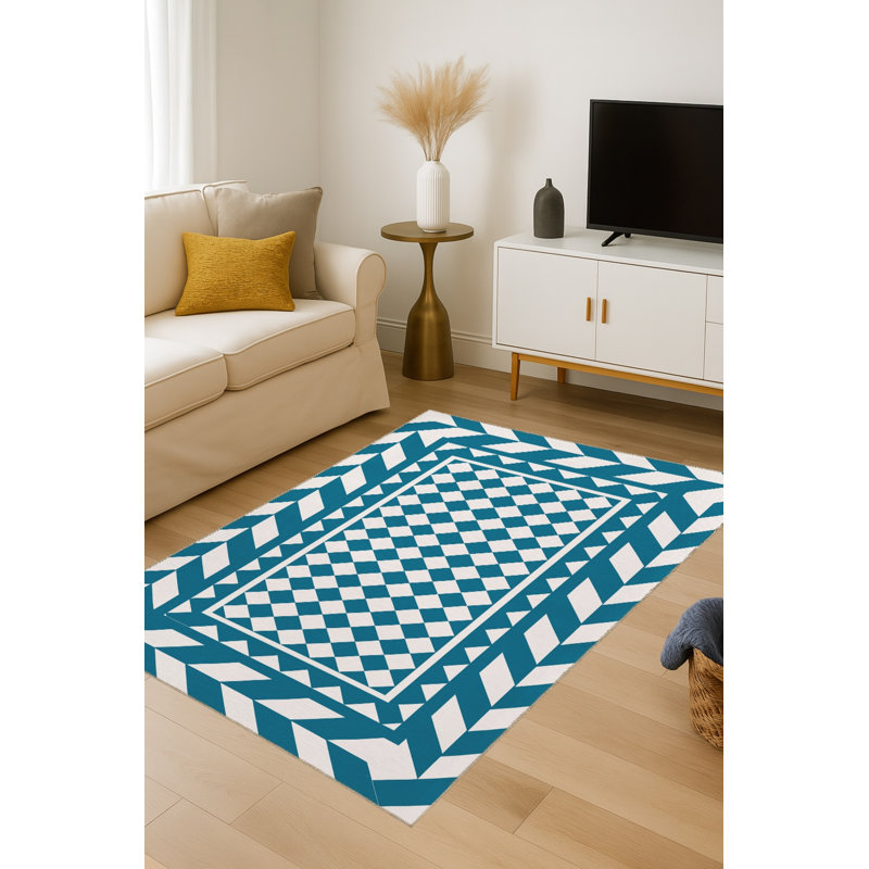 Tapis blanc tissé à motif lavable Mosso, 2' x 2'11"