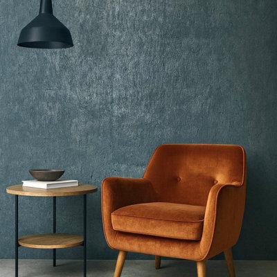 Real Natural Cork Deep Steel Slate Blue Gray Silver Metallic Textured Wallpaper