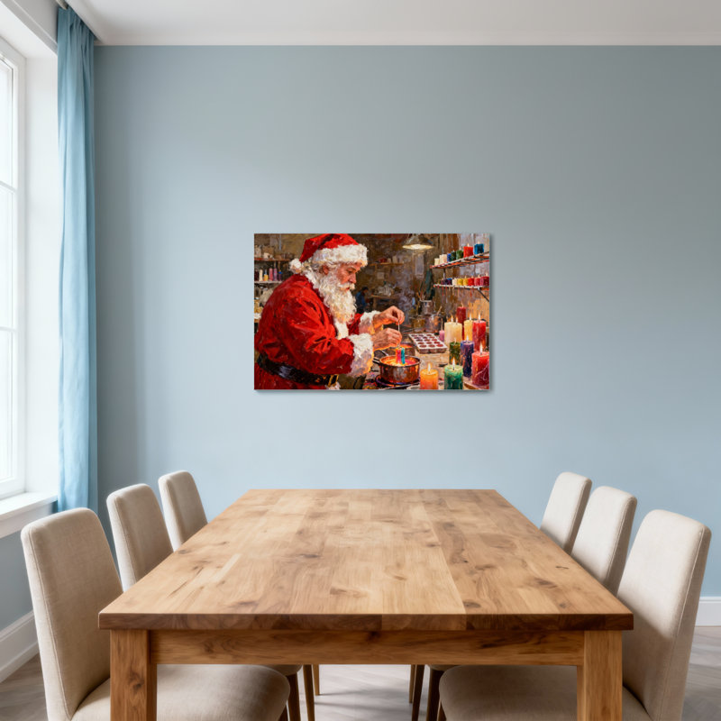 Christmas Santa Making Candles In Workshop