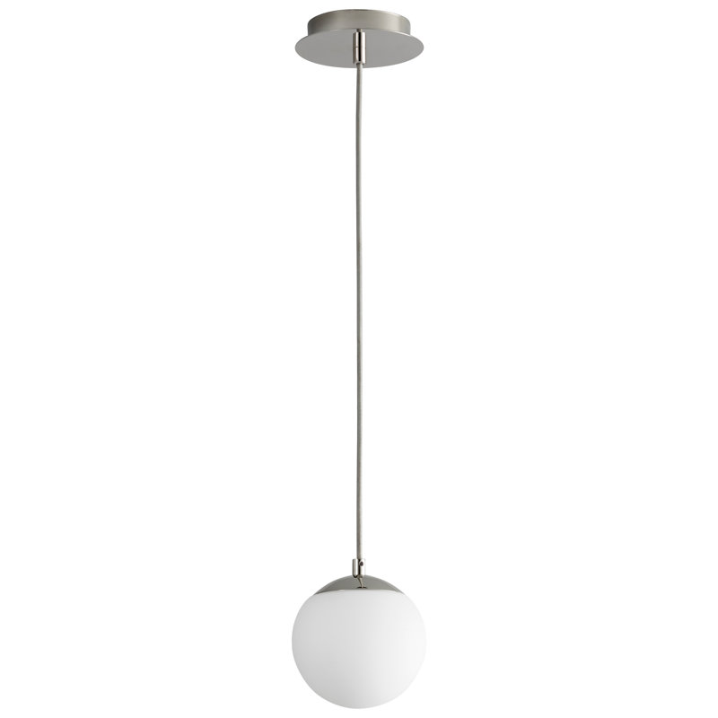 Luminaire suspendu sphère 1 lumière DEL Kamm, H 128,25 po x l 6 po x P 6 po, Chrome poli