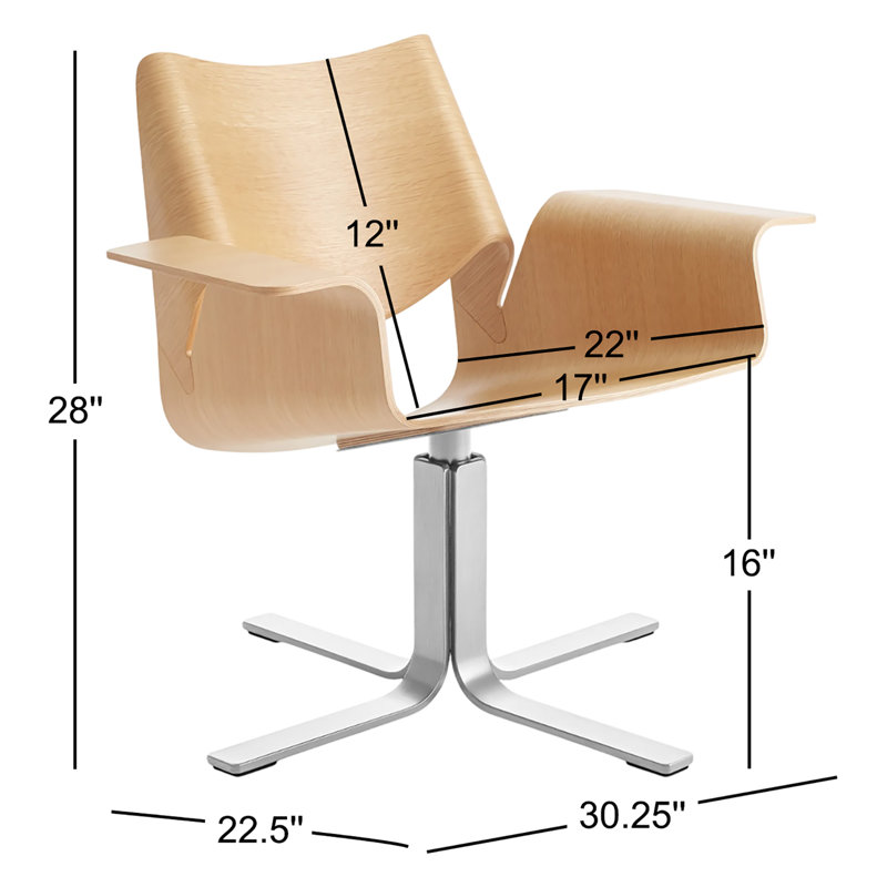 Buttercup Swivel Task Chair, White Oak/Stainless Steel