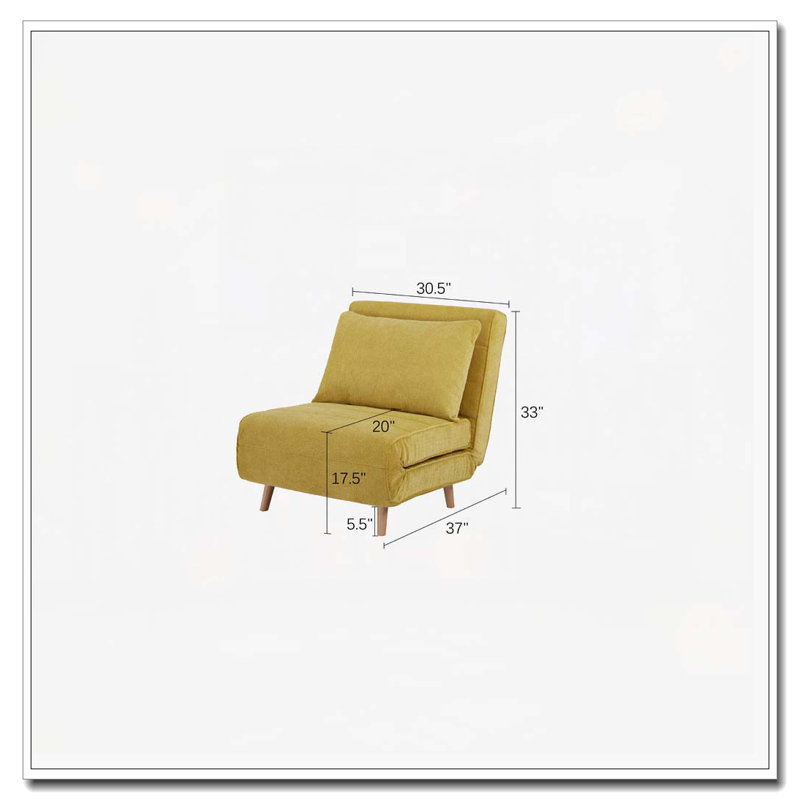 Fauteuil d'appoint rembourré convertible, Jaune