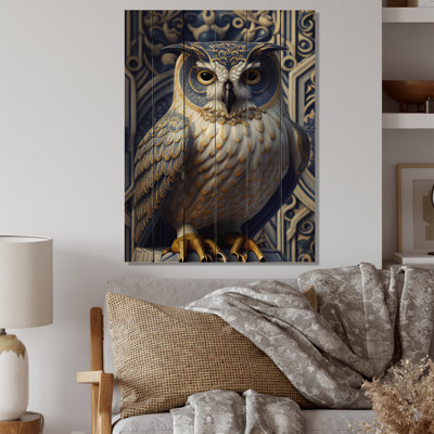 Luminous White Owl IV - Animals Owl Print on Wood