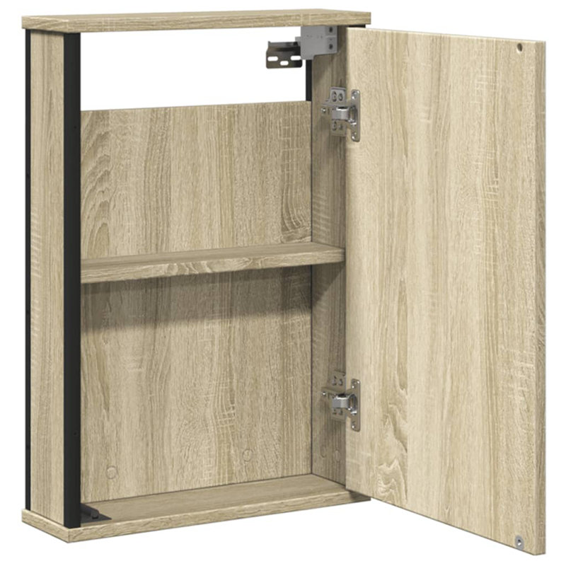 Bathroom Mirror Cabinet Black 42X12x60 Cm Engineered Wood, Sonoma Oak