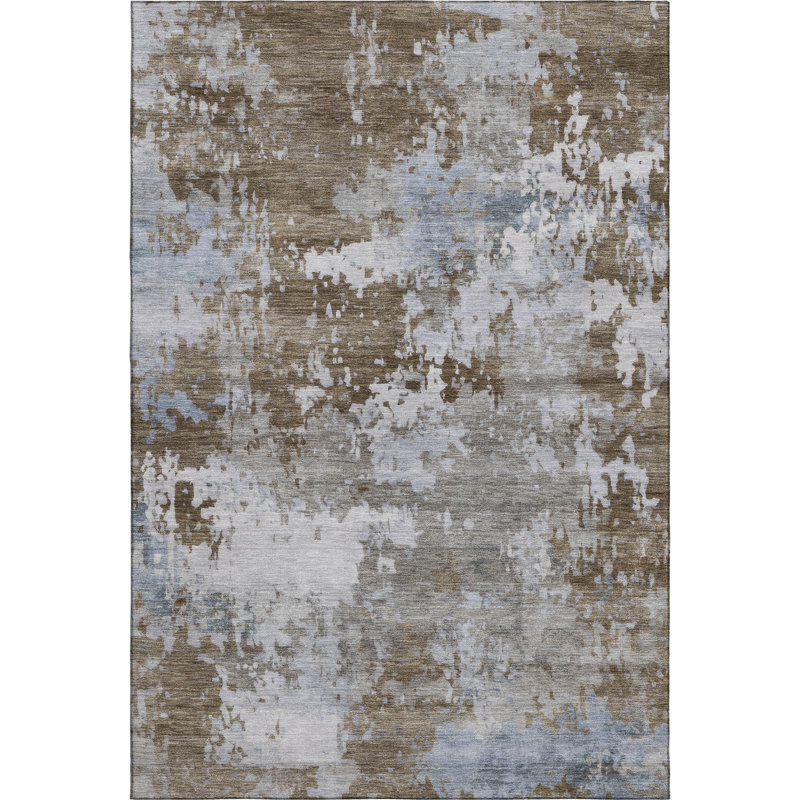 Premium Machine Washable Mayfield AMF2142 abstract Rug, Chocolate, 2'6" x 3'10"