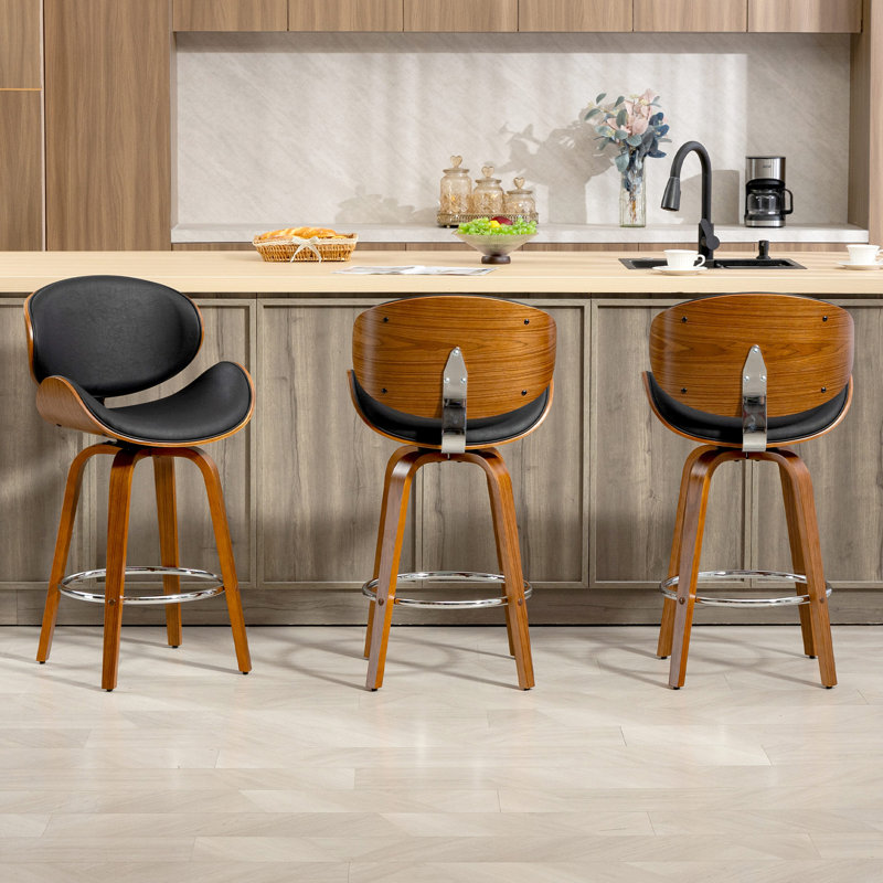 Tabouret de bar et de comptoir pivotant 26 po (ensemble de 3), Noir