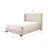 1Pc Contemporary Upholstered Bed Frame Tufted Headboard Soft Tweed Fabric Winged Headboard Light Gray
