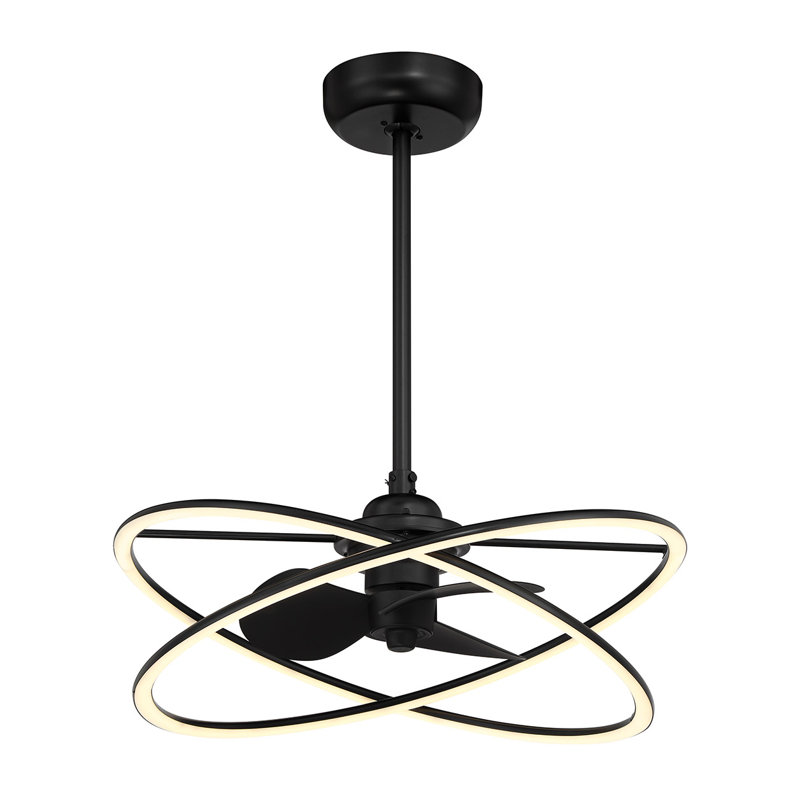 Ozetta 25" LED Fandelier in Matte Black with Remote Control, Matte Black