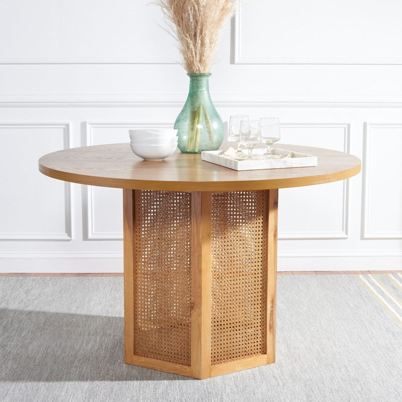 Pacetti 47.3'' Round Dining Table, White/Natural